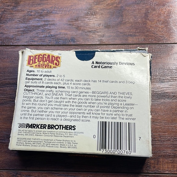 Beggars and Thieves A Notoriously Devious Card Game 1984 Parker Brothers - Picture 2 of 3